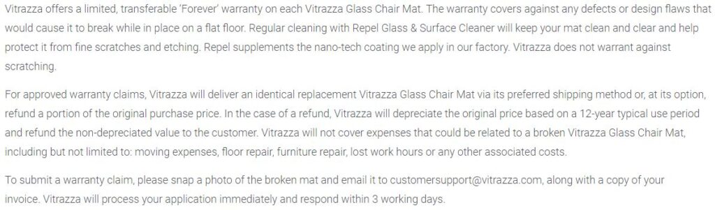 glass chair mat warranty